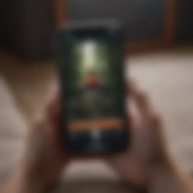 Engaging with Meditation Technology Person using a meditation app on an iPhone