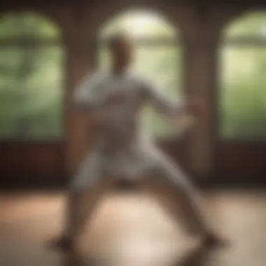 An individual engaging in tai chi