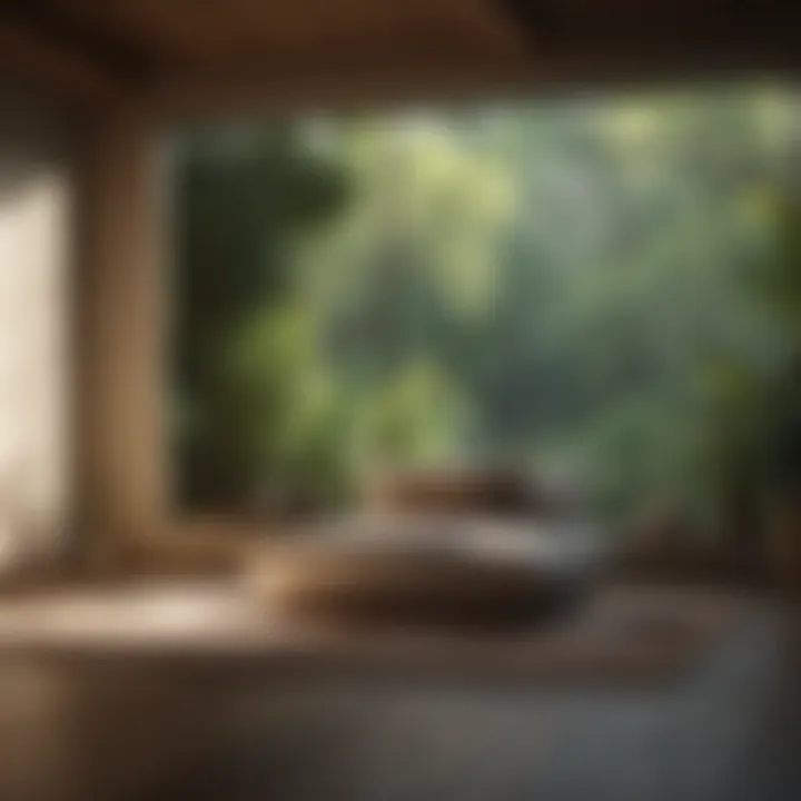 A calm indoor space with cushions and soft lighting, ideal for meditation practices.