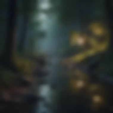 Moonlit Tranquility by the Stream Calm reflection by a forest stream under moonlight