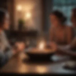 A cozy gathering of individuals sharing stories and laughter