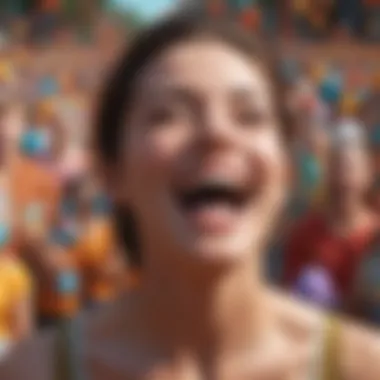 Cultural Expressions of Joy A vibrant burst of colors representing different cultures and their views on happiness