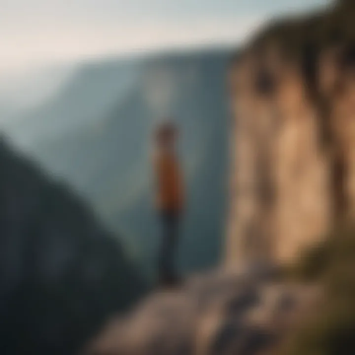 A person standing confidently at the edge of a cliff, symbolizing empowerment