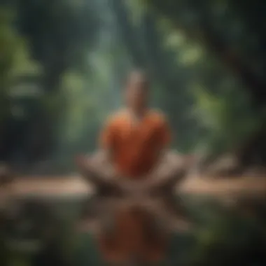 Meditation setting with calming elements