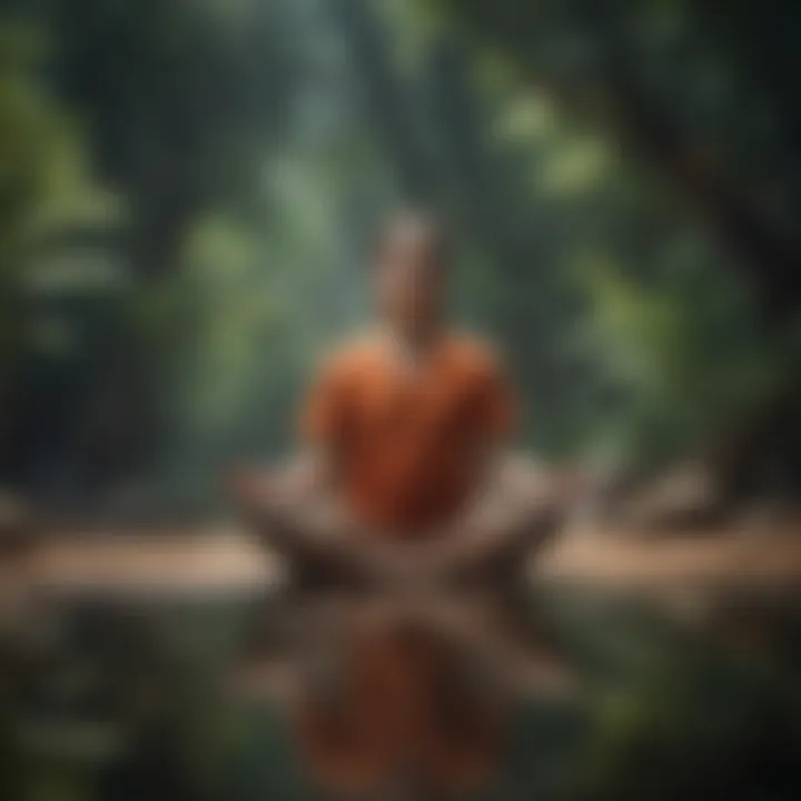 Meditation setting with calming elements