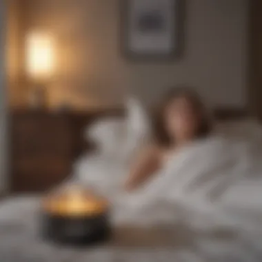 Engaging in Sleep Meditation An individual immersed in a peaceful sleep meditation session with Alexa in the background.