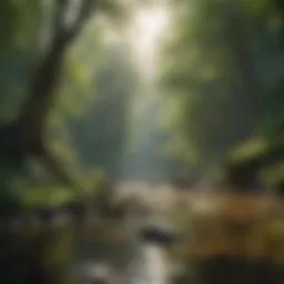 A serene landscape with soft ambient sounds