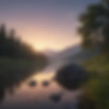 Nature's Tranquility for Mindfulness A calming nature scene at dusk