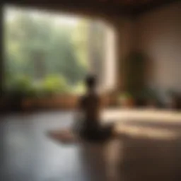 A serene meditation space with natural light