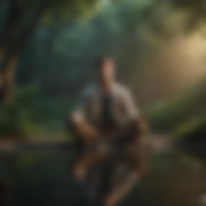 A person meditating in a tranquil setting