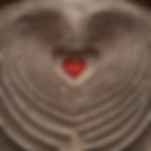 A heart-shaped labyrinth symbolizing the complexities of love