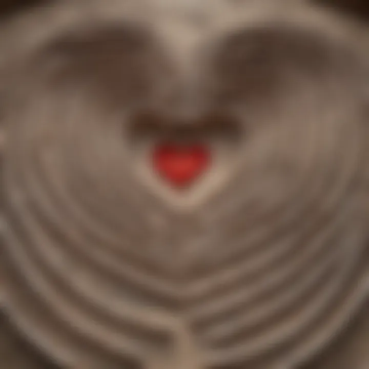A heart-shaped labyrinth symbolizing the complexities of love