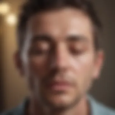 Embodying Mindfulness Through Mantra Close-up of a person focusing with closed eyes, embodying mindfulness