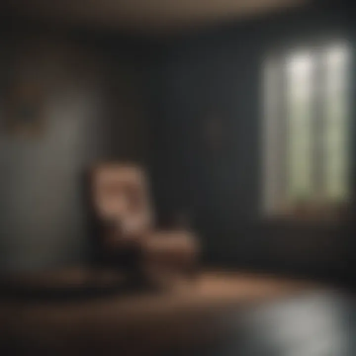 A dimly lit room with a single chair, symbolizing contemplation and the weight of sadness.