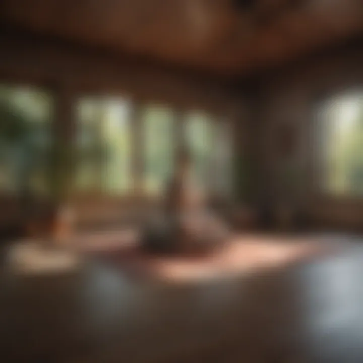 Meditative space with soft lighting and comfortable seating