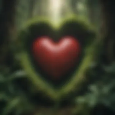Nature's Embrace of Self-Love A symbolic image of a heart surrounded by nature representing self-love.