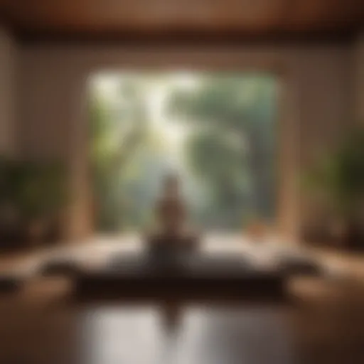 Peaceful meditation space with calming elements