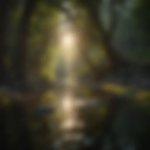 Calm nature scene with soft sunlight