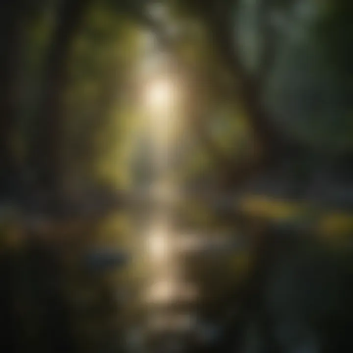 Calm nature scene with soft sunlight