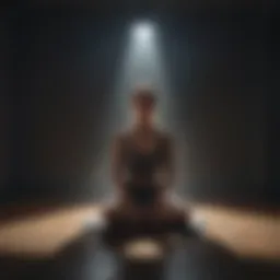 A contemplative figure surrounded by shadows representing self-doubt