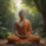 Buddha meditating in serene surroundings
