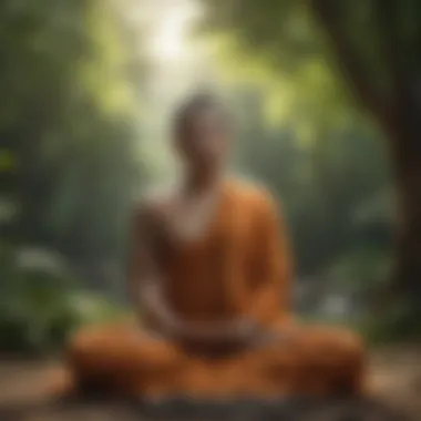 The Essence of Buddha's Meditation Buddha meditating in serene surroundings
