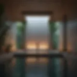 A tranquil sensory deprivation tank set in a calming environment