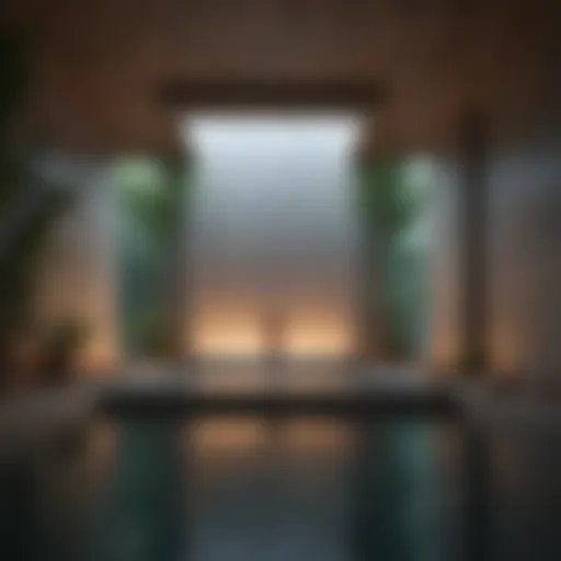 A tranquil sensory deprivation tank set in a calming environment