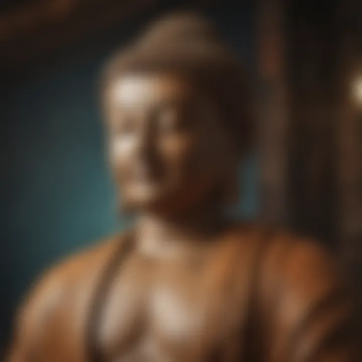 An artistic representation of Buddha with calming colors