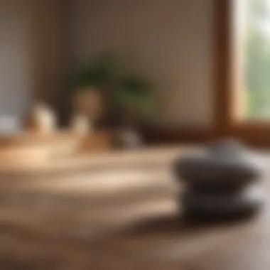 Close-up of a meditation space with calming elements