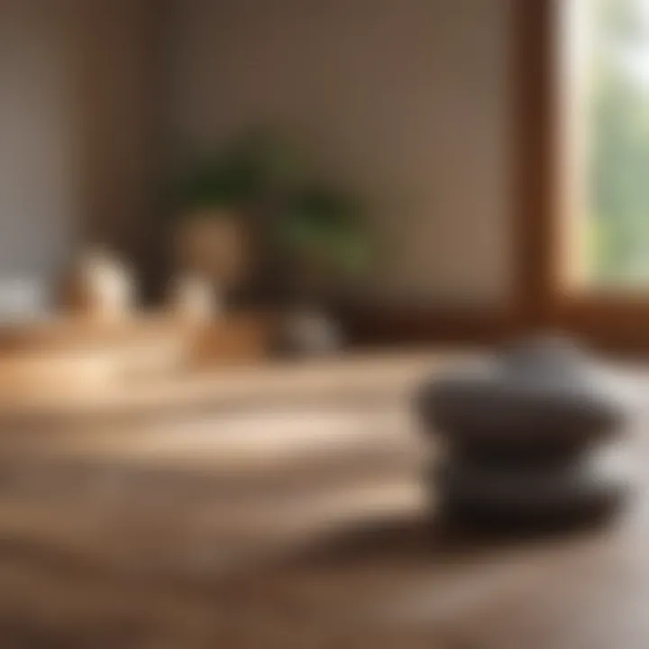 Close-up of a meditation space with calming elements