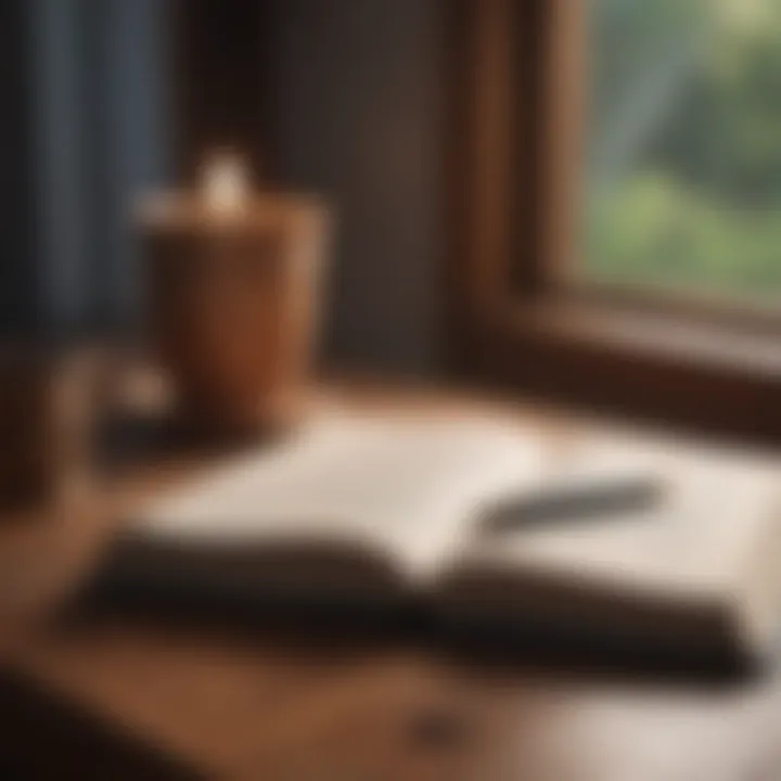 A journal and pen on a wooden table