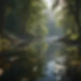 A serene landscape with a tranquil lake