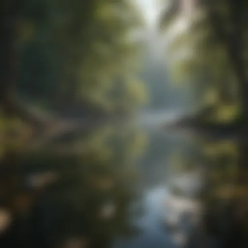 A serene landscape with a tranquil lake