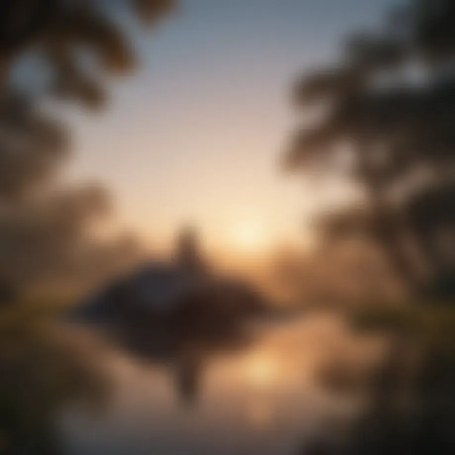 Tranquil nature scene during sunrise