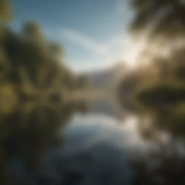 Tranquility in Nature Serene landscape with tranquil water reflecting the sky