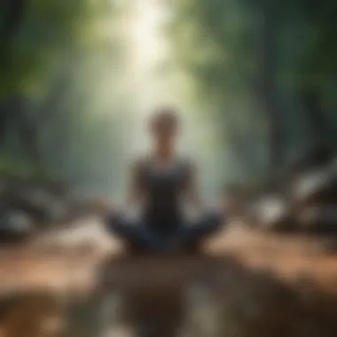 A person meditating in a serene environment, symbolizing mindfulness and inner peace.