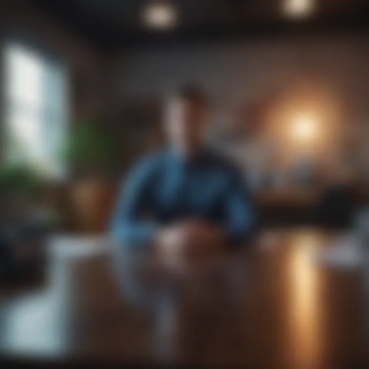 A person practicing mindfulness techniques in an office setting