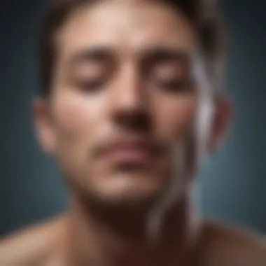 A close-up of a person practicing mindfulness through deep breathing.