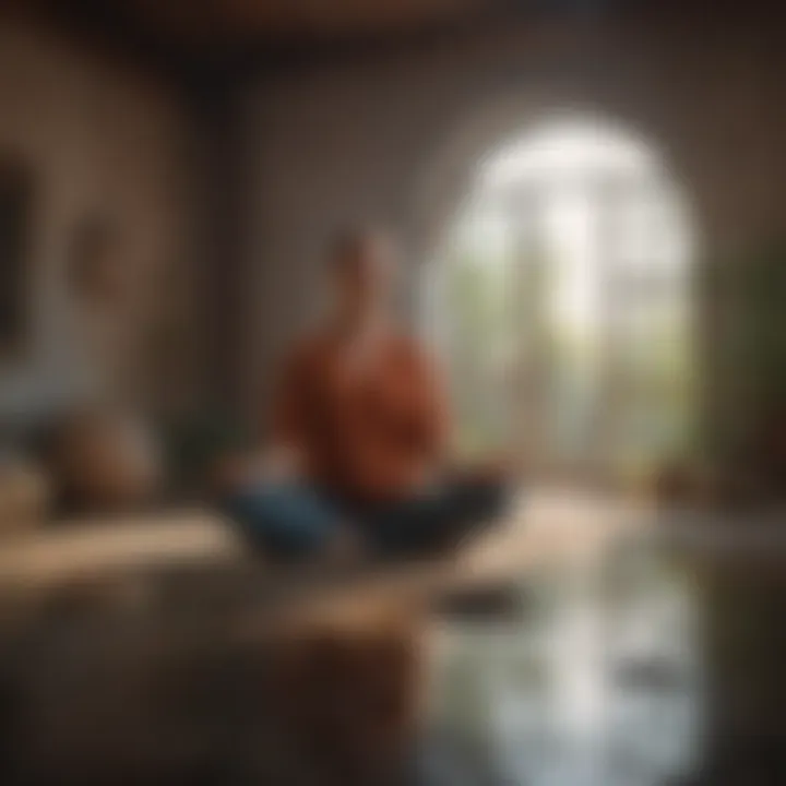 A person meditating in a calm environment, representing mindfulness.
