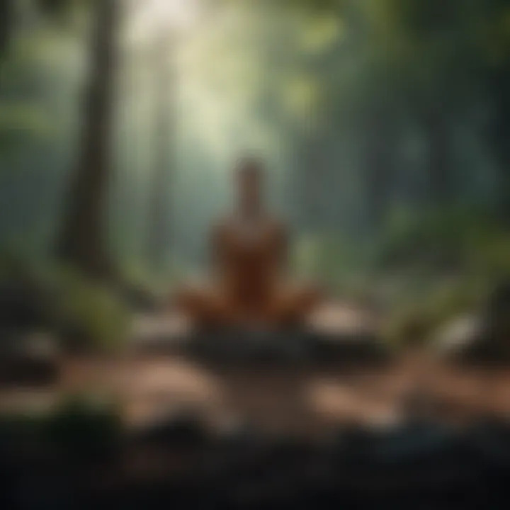 A person meditating in a peaceful environment