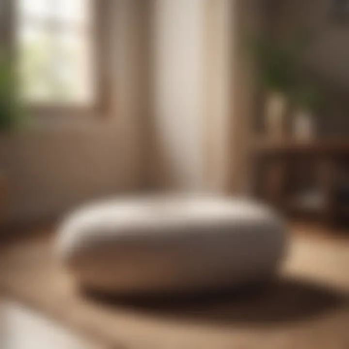 Close-up of a meditation cushion in a peaceful setting