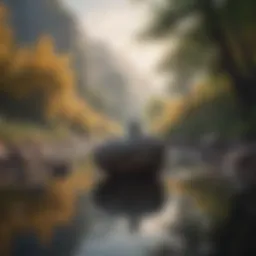 A serene landscape with calming colors representing mental peace