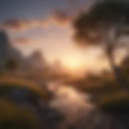 A serene sunrise illuminating a peaceful landscape