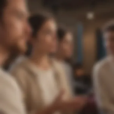 Connecting Through Virtual Conversations A diverse group engaging in a virtual chat through a social app.