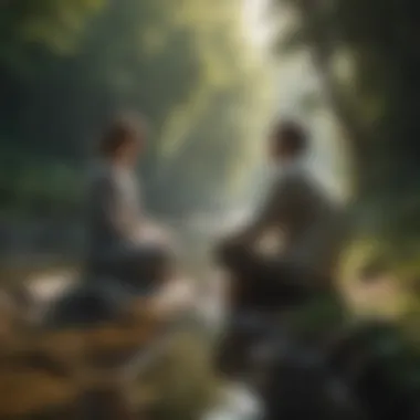 A serene landscape with a couple sharing a moment, reflecting the beauty of connection and inspiration