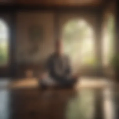 A person meditating in a peaceful environment