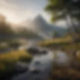 Serene landscape promoting tranquility