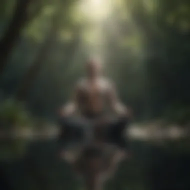 Person meditating in tranquil environment