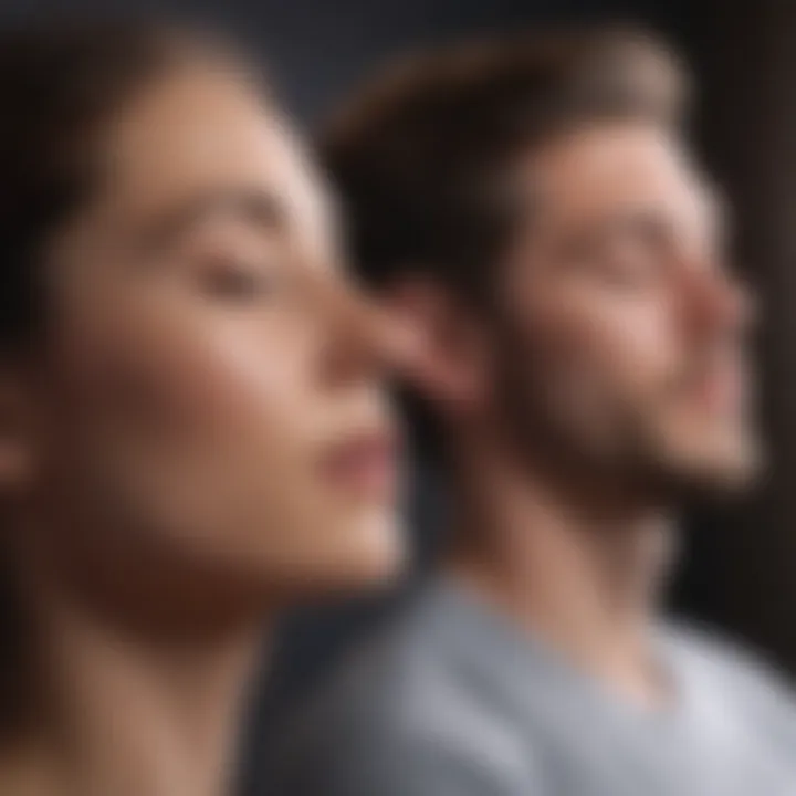 A couple practicing mindfulness with closed eyes